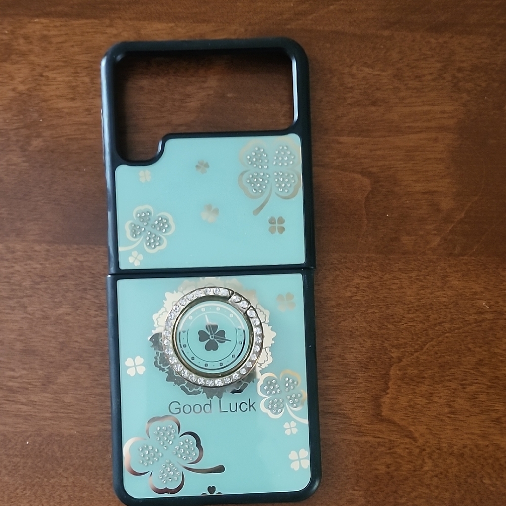 Good Luck Floral Mint Phone Case with Ring Holder